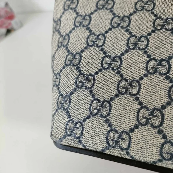 GG Supreme Monogram Linea A Foldover Tote Beige Blue Hibiscus Red - Picture 15 of 16